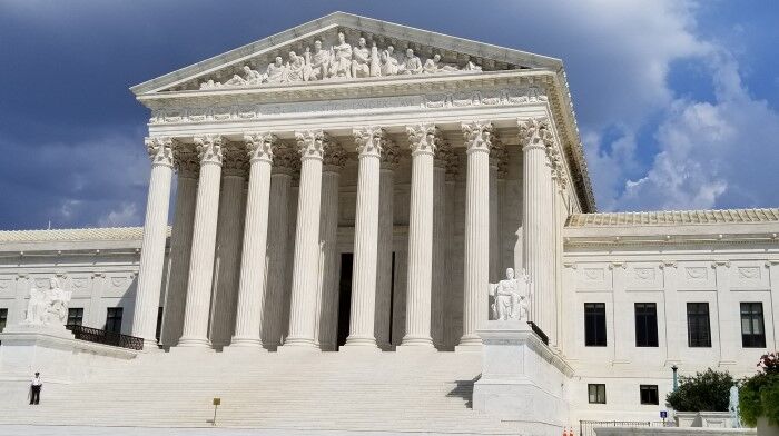 The United States Supreme Court Is Seen From The Side Of This