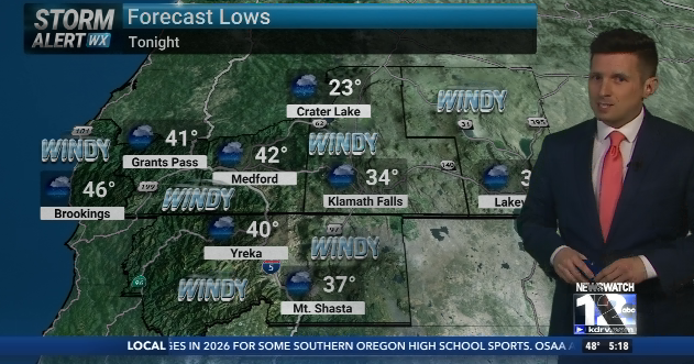 Wet and windy night ahead for Southern Oregon & Northern California