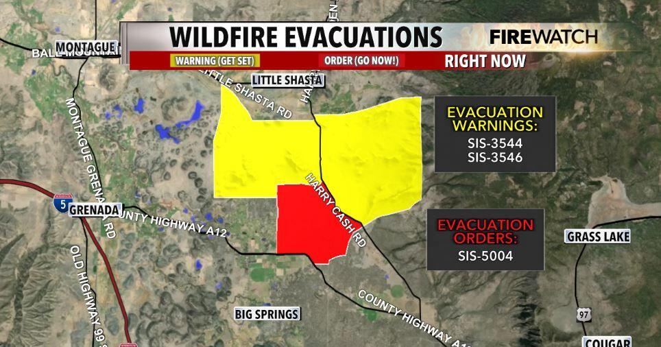 Montana Fire burning in Siskiyou County, prompting evacuation order & warnings