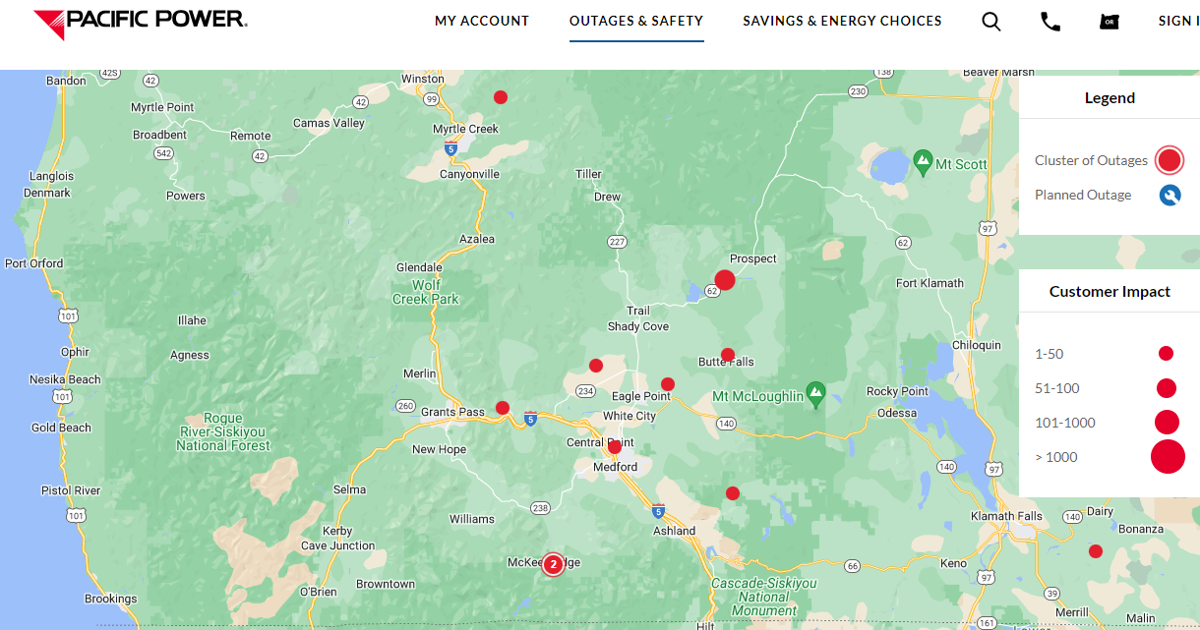 While fewer power outages today as wind storm slows, Mt. Shasta closed