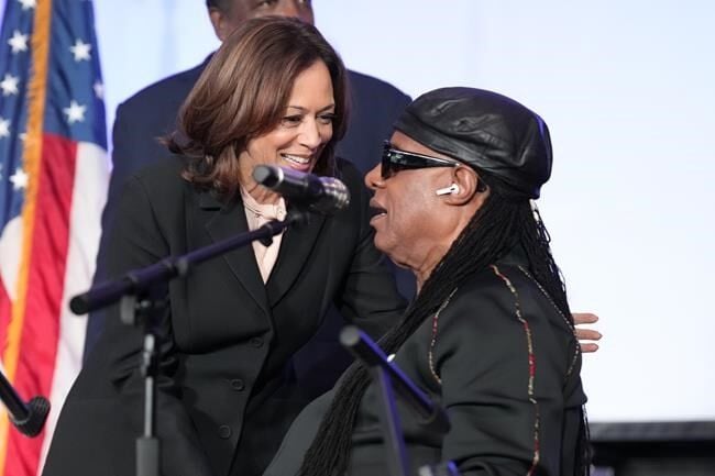 Harris urges Black churchgoers in Georgia to head out to vote and gets an assist from Stevie Wonder