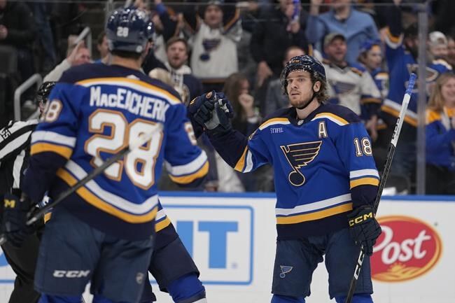 Robert Thomas Scores Twice, Blues Beat Senators 4-2 To End Losing ...