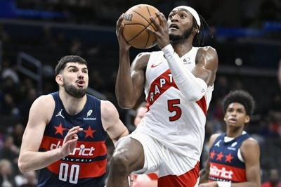 Poeltl, Quickley help Raptors beat struggling Wizards 112-104