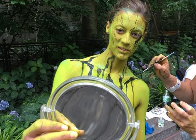 Nude models become artists canvases on NYC Bodypainting Day