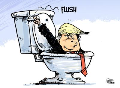 Trump down editorial cartoon