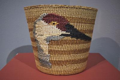 Mimi Kotlarov's cedar bark and maidenhair basket: “Sandhill Crane and Shadow”