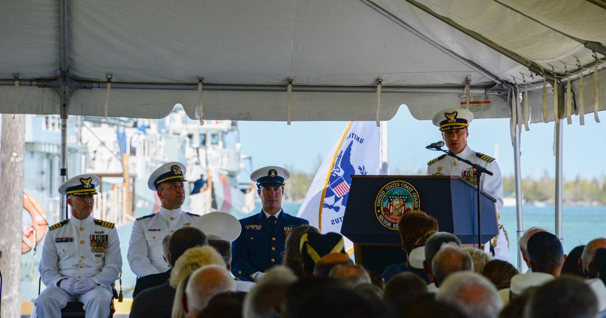 Capt. Adam Chamie speaks during a Change-of-Command ceremony | News ...