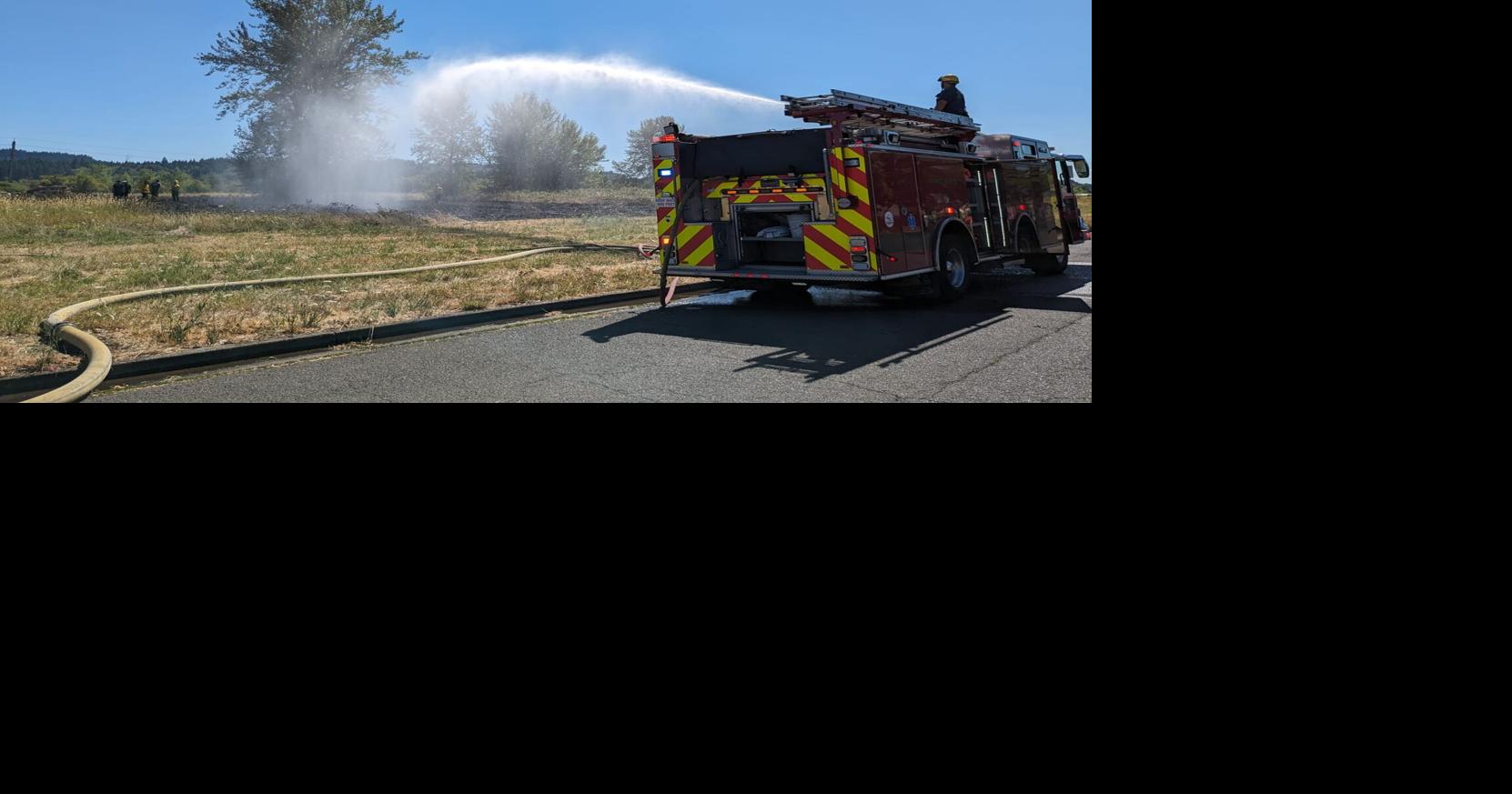 Firefighters respond to wind-driven, two-alarm grass fire in west ...