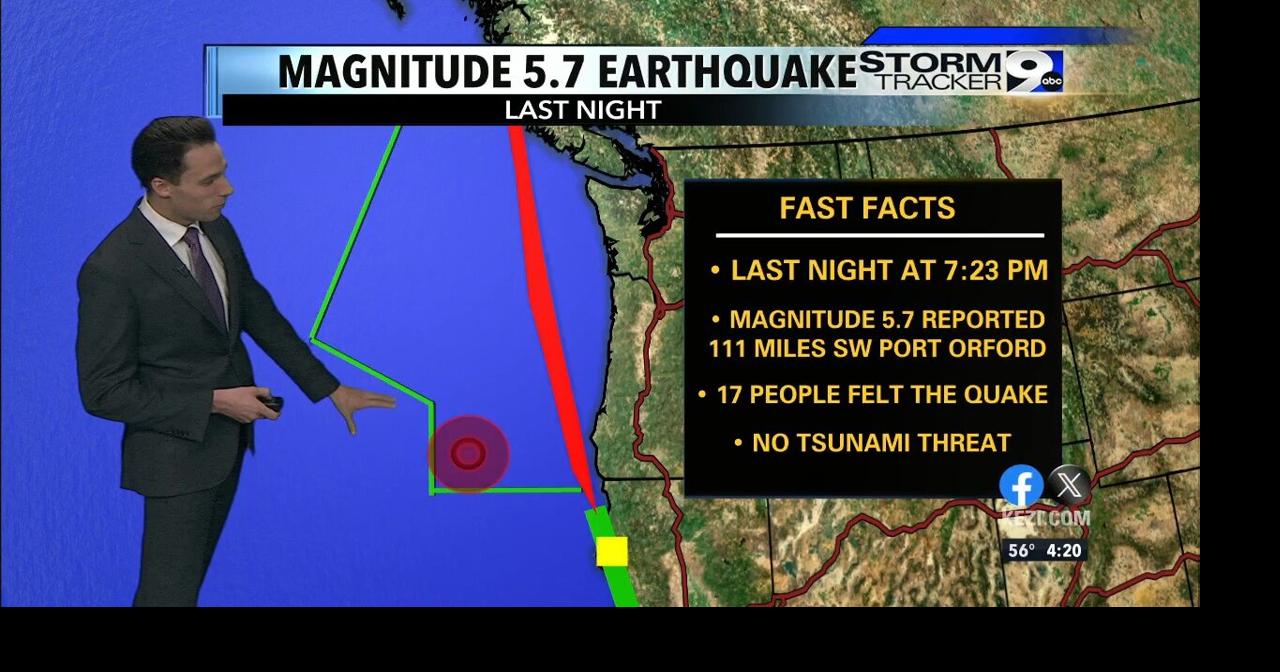 5.7 magnitude earthquake reported off the Oregon coast |  Video |  kezi.com