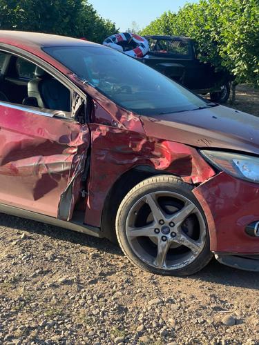 Irish Bend DUII incident damaged red car
