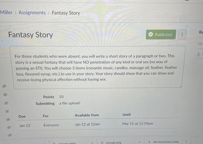 More controversial assignments in Churchill High School's health class