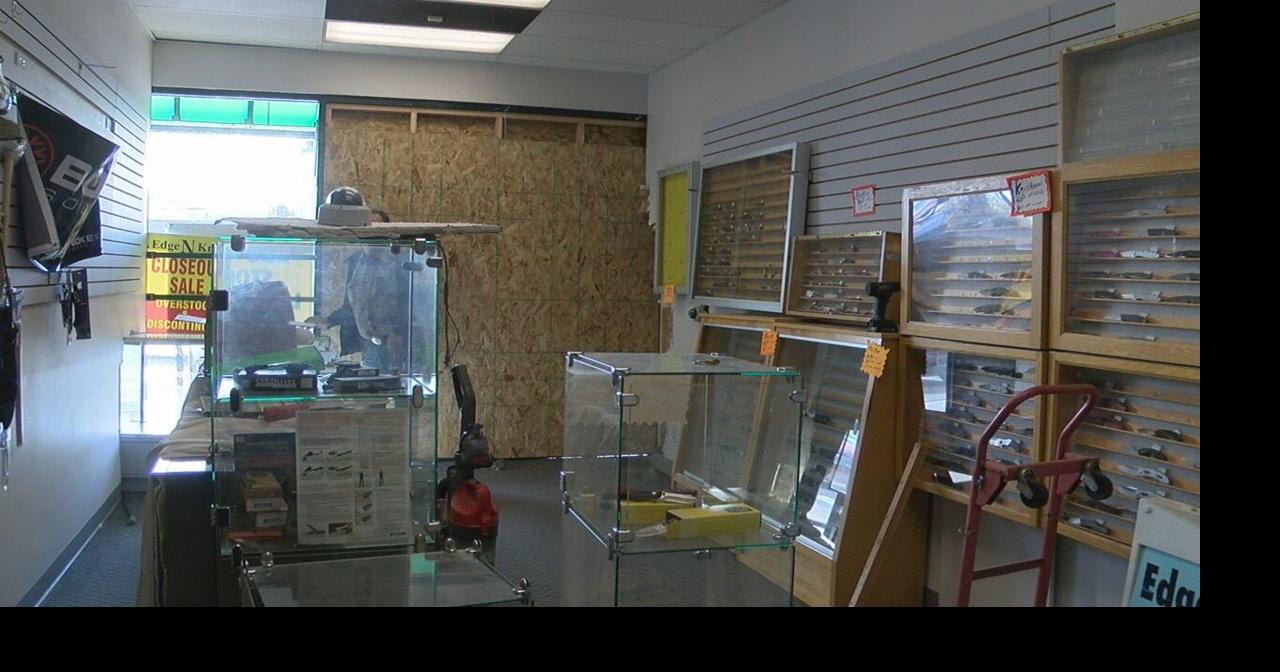 Eugene knife store recovering after car crashes through storefront