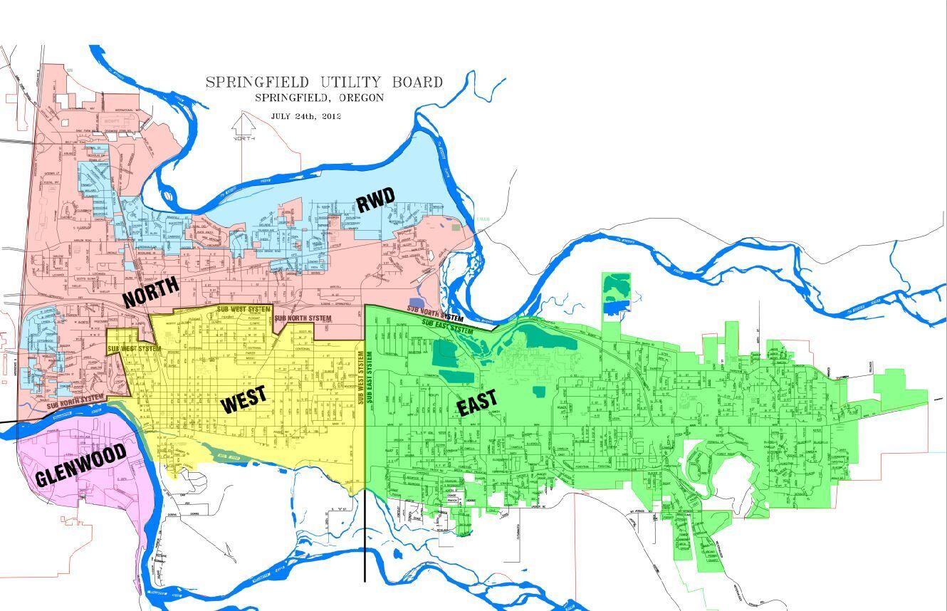 Springfield Utility Board water distribution system map