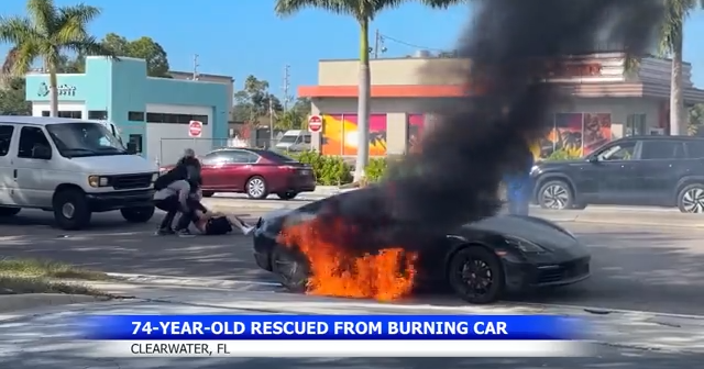 Good Samaritans save 74-year-old man from burning car in Florida
