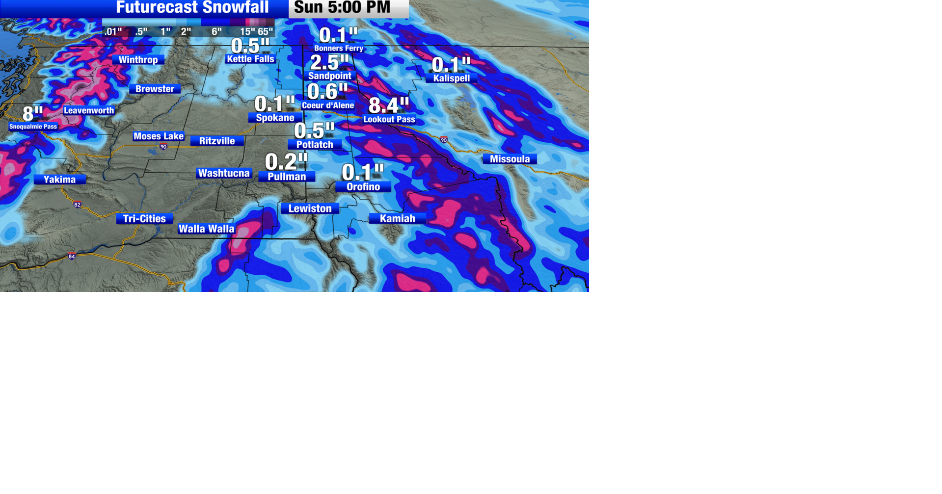 A mix of precipitation around the Inland Northwest turns into snow ...