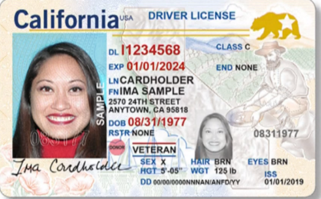 ca drivers license pdf 417 format