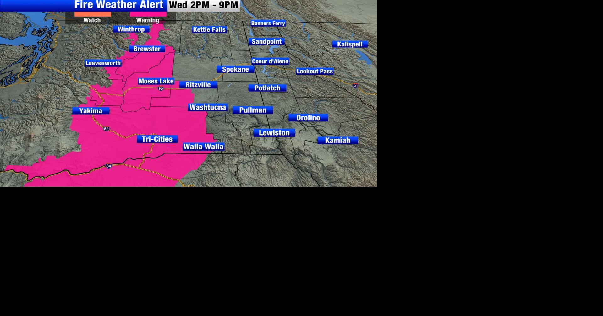 Red Flag Warnings in place for critical fire weather on Wednesday ...