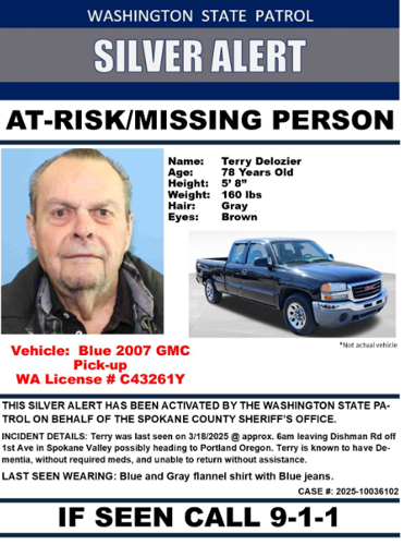 Silver Alert canceled for missing 78-year-old Spokane Valley man ...
