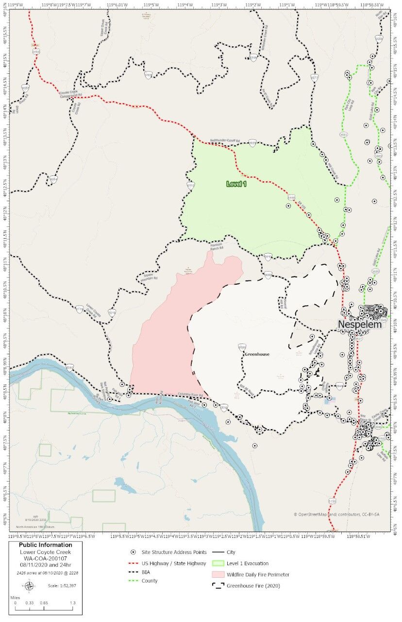 UPDATE Lower Coyote Creek Fire now 4,500 acres near Nespelem Fire Mode