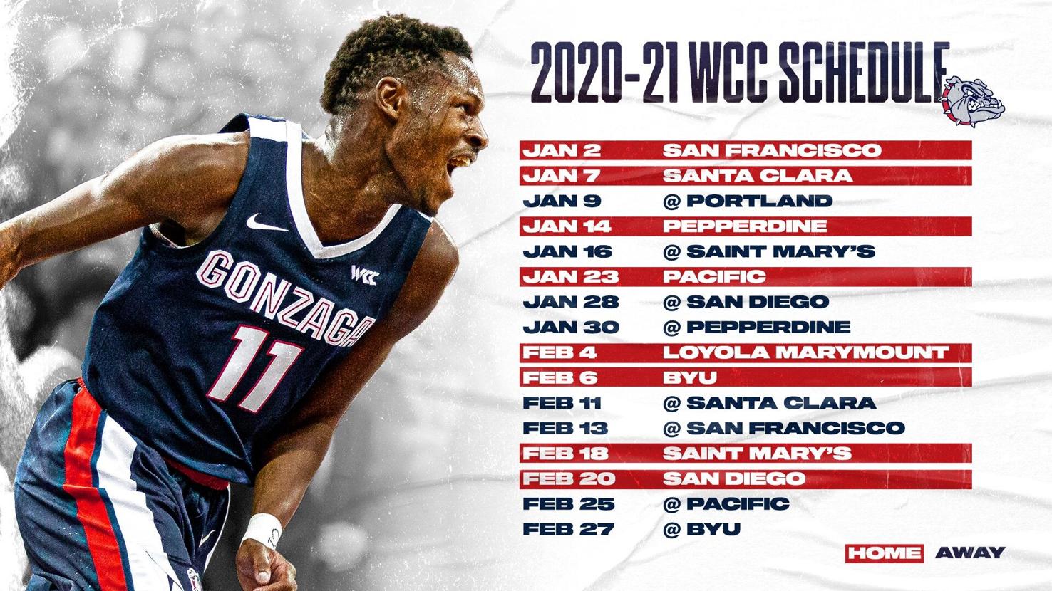 Gonzaga men's basketball releases their 2020-2021 WCC schedule | Gonzaga | khq.com