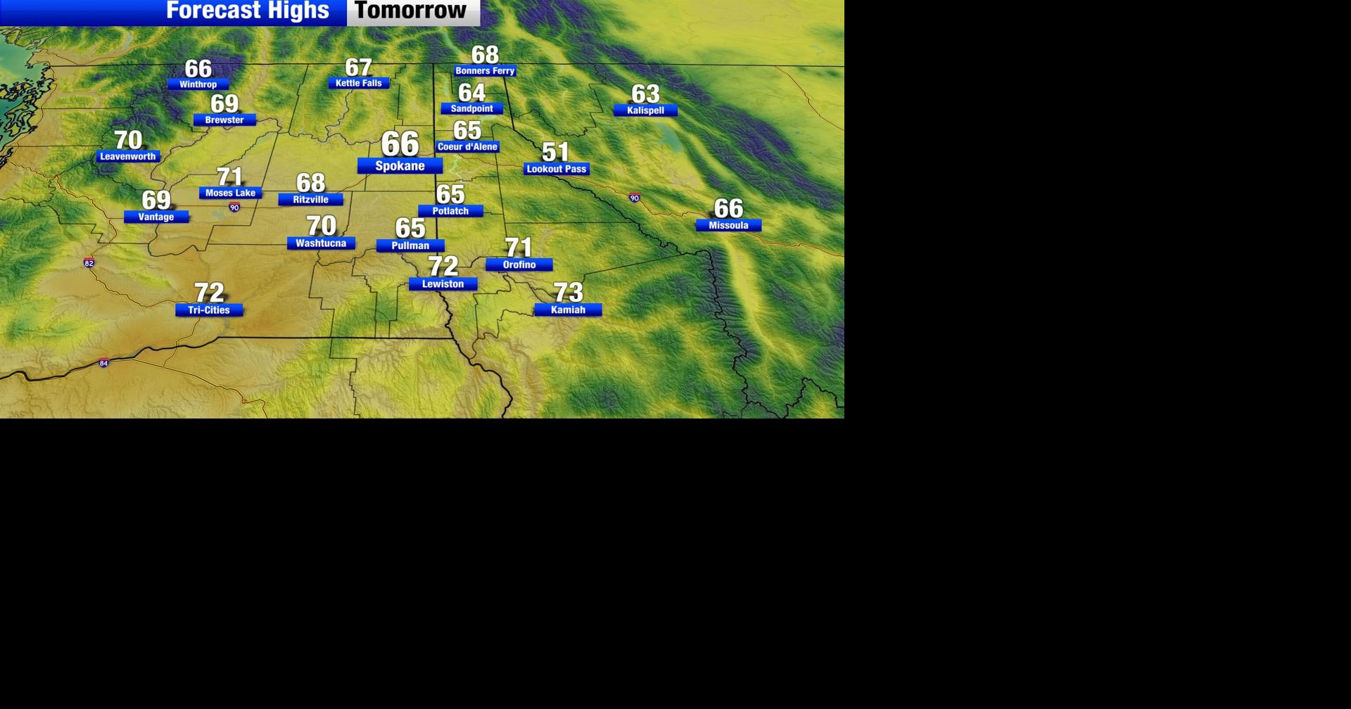 High temperatures will rise into Tuesday across the Inland Northwest ...