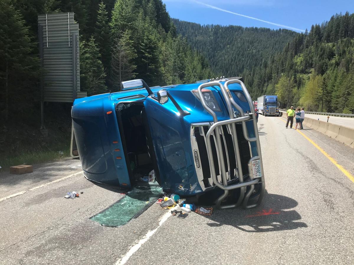 Eastbound I90 blocked near Mullan, Idaho due to semitruck crash