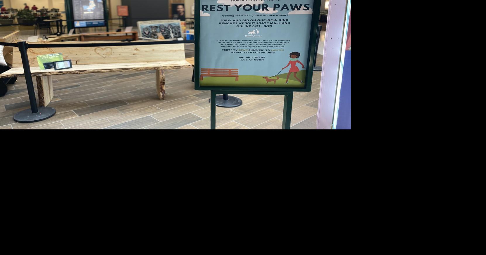 Humane Society of Western Montana Displays "Rest your Paws" Benches in Southgate Mall Regional