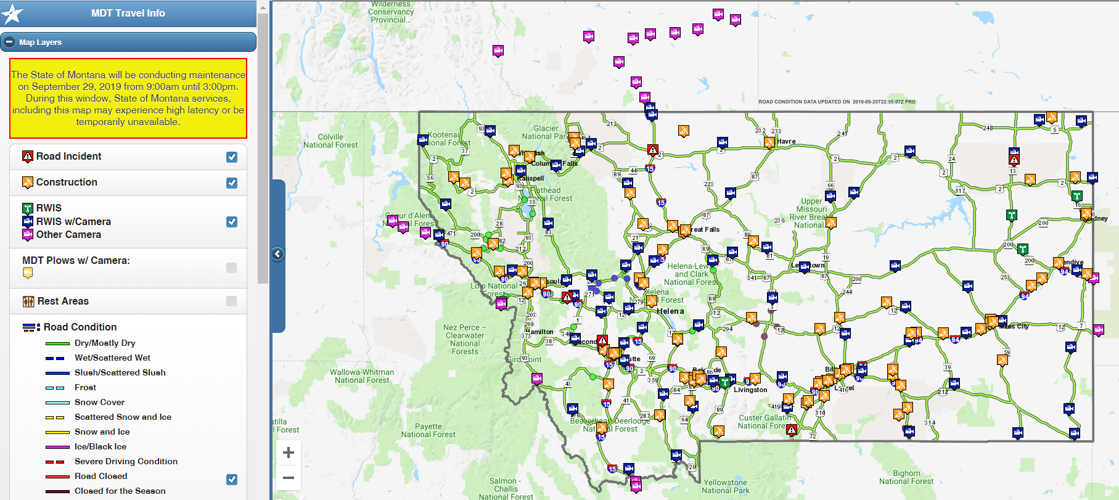 Mdt Road Conditions Map Mdt Live Road Report Site Will Be Down For Maintenance During First Winter  Storm | Regional | Khq.com