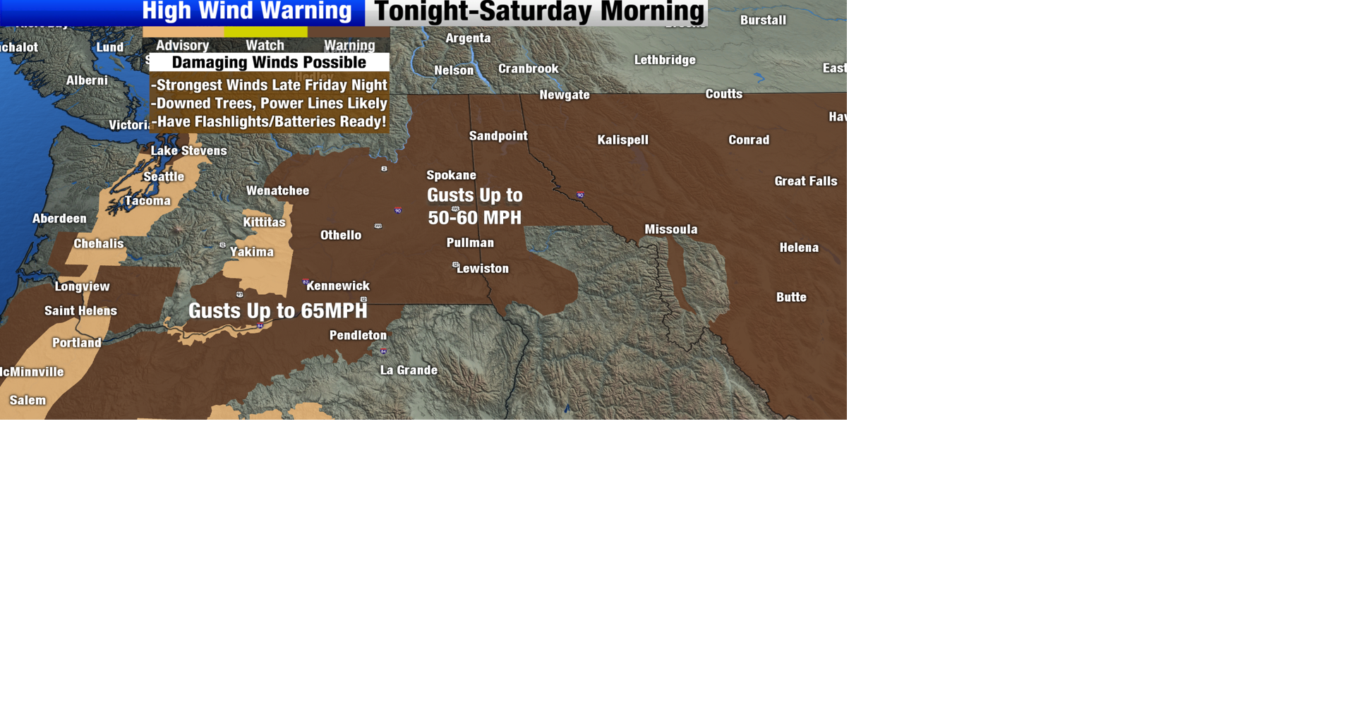 High Wind Warning In Place, Power Outages Possible Overnight | Spokane ...