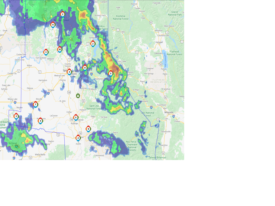 PHOTO Avista Outage Map on May 30th