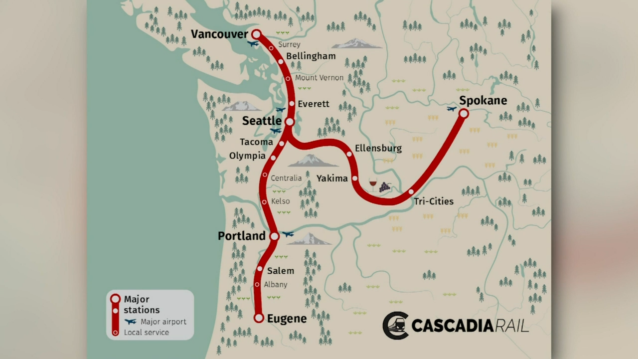 Spokane Portland And Seattle Railway Map Seattle To Portland In Just 90 Minutes? An Old Idea To Build High-Speed Rail  In Washington Is Gaining New Steam | News | Khq.com
