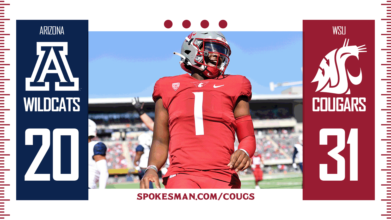 Recap and highlights: Washington State intercepts former QB Jayden de Laura  four times, roll past Arizona 31-20 | Washington State University | khq.com