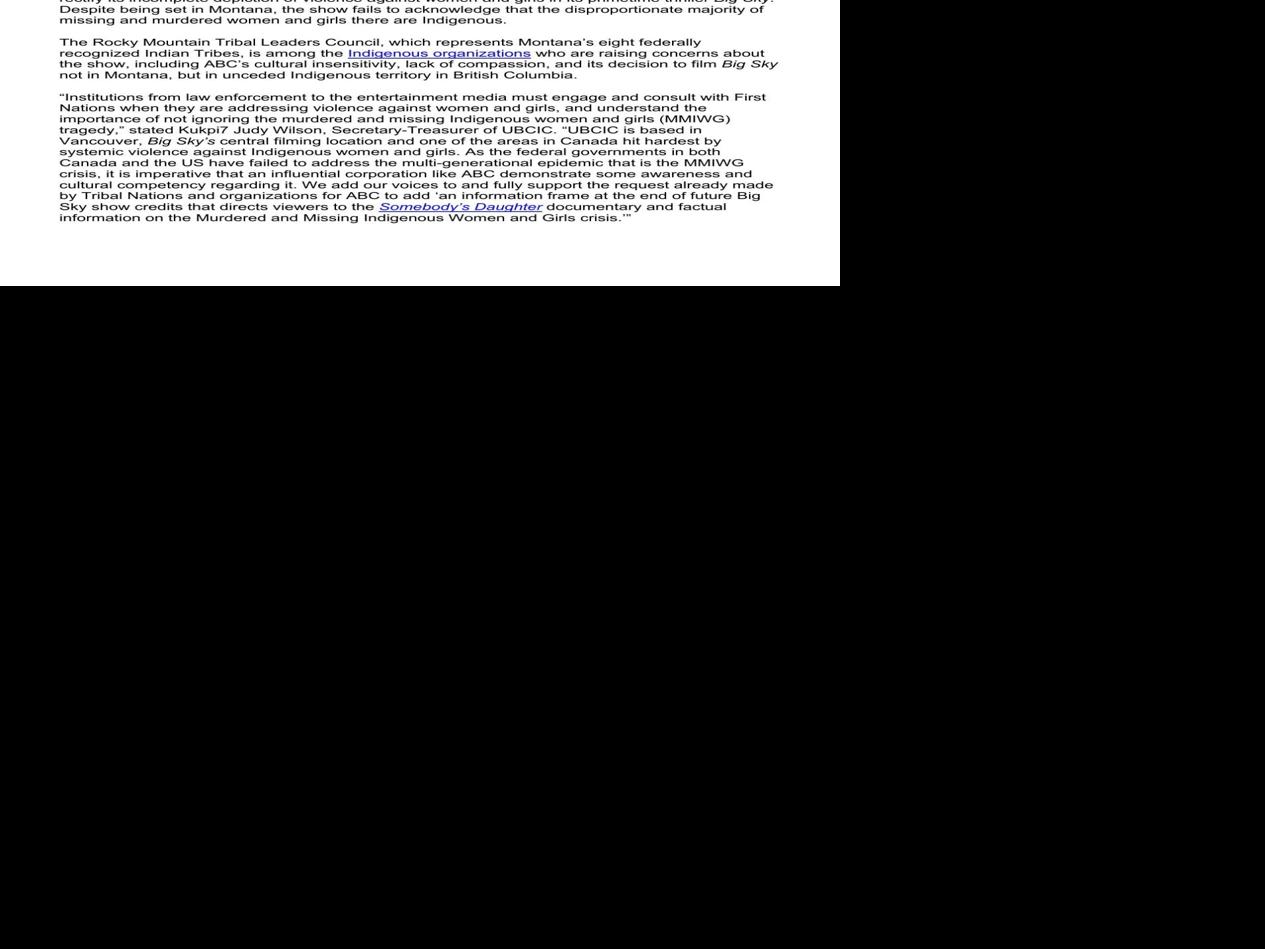 Ubcic Supports Call For Abc To Acknowledge Mmiw Crisis Regional Khq Com
