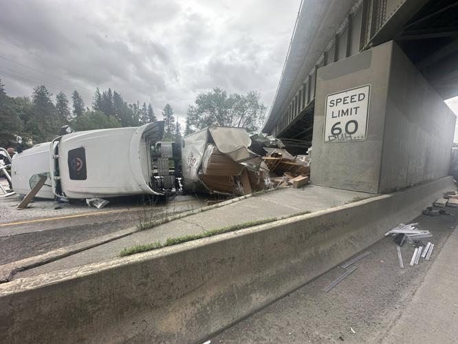 Firefighters respond to semi truck crash on I-90 eastbound near Latah ...