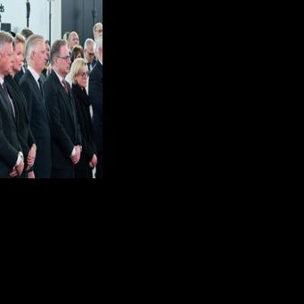 Queen Mathilde, King Philippe and Belgium's Prime Minister Bart De Wever were at the ceremony