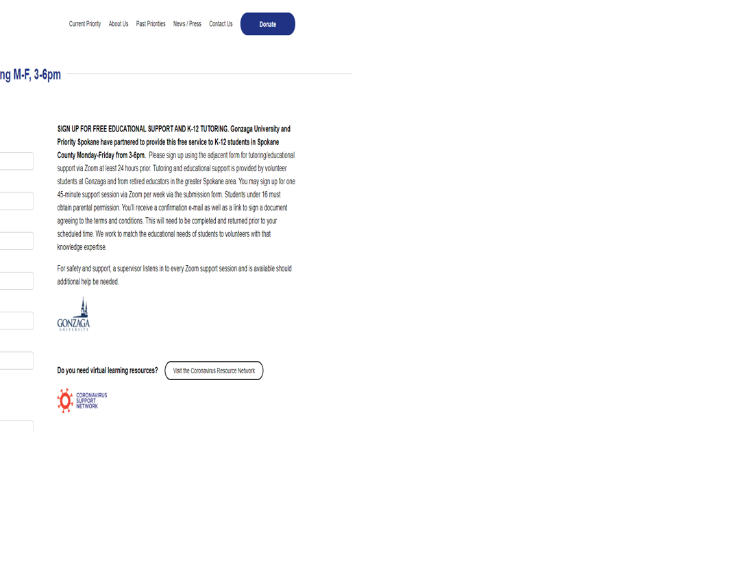 Gonzaga University And Priority Spokane Partner To Offer Free K 12 Tutoring Services Back To School Khq Com