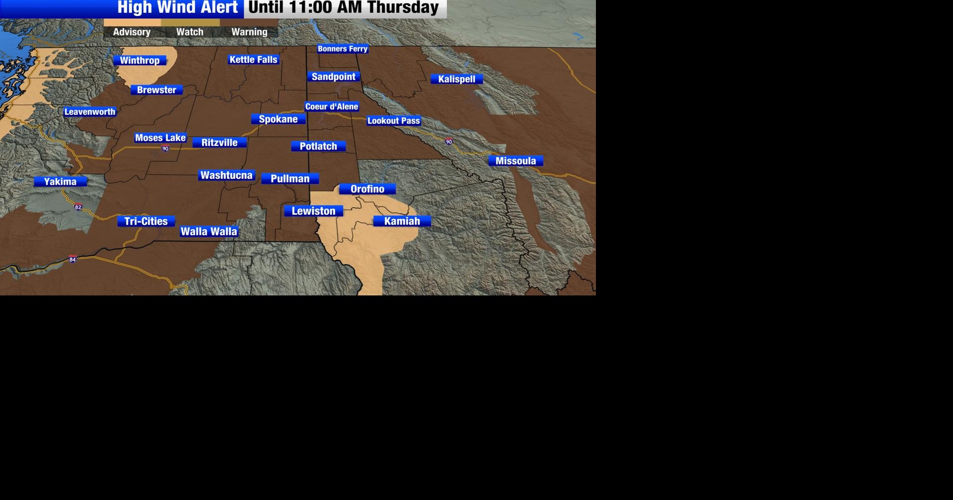 Strong winds up to 65 MPH forecast for Spokane, risk of tree damage and ...