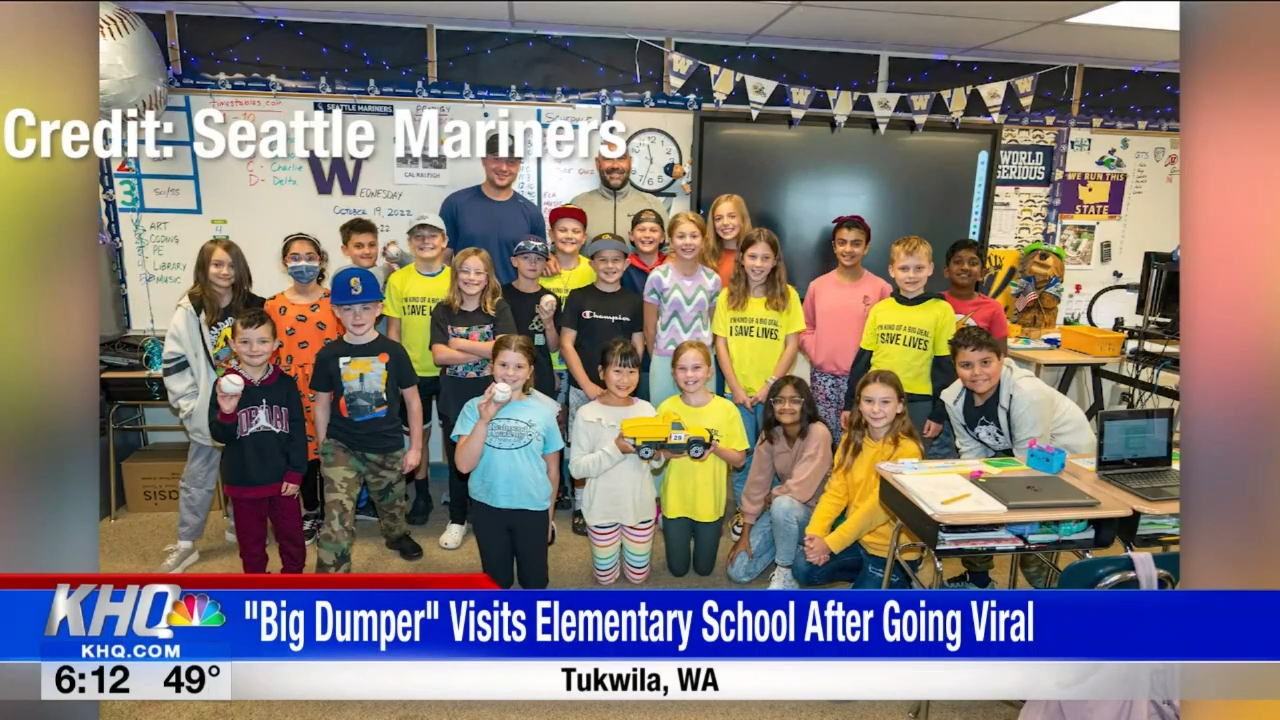 Is that Big Dumper?': Cal Raleigh surprises students of Snoqualmie class  from viral video celebration