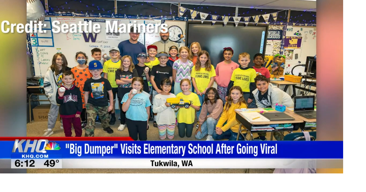 Mariners catcher Cal Raleigh visits school kids from viral Big Dumper  video