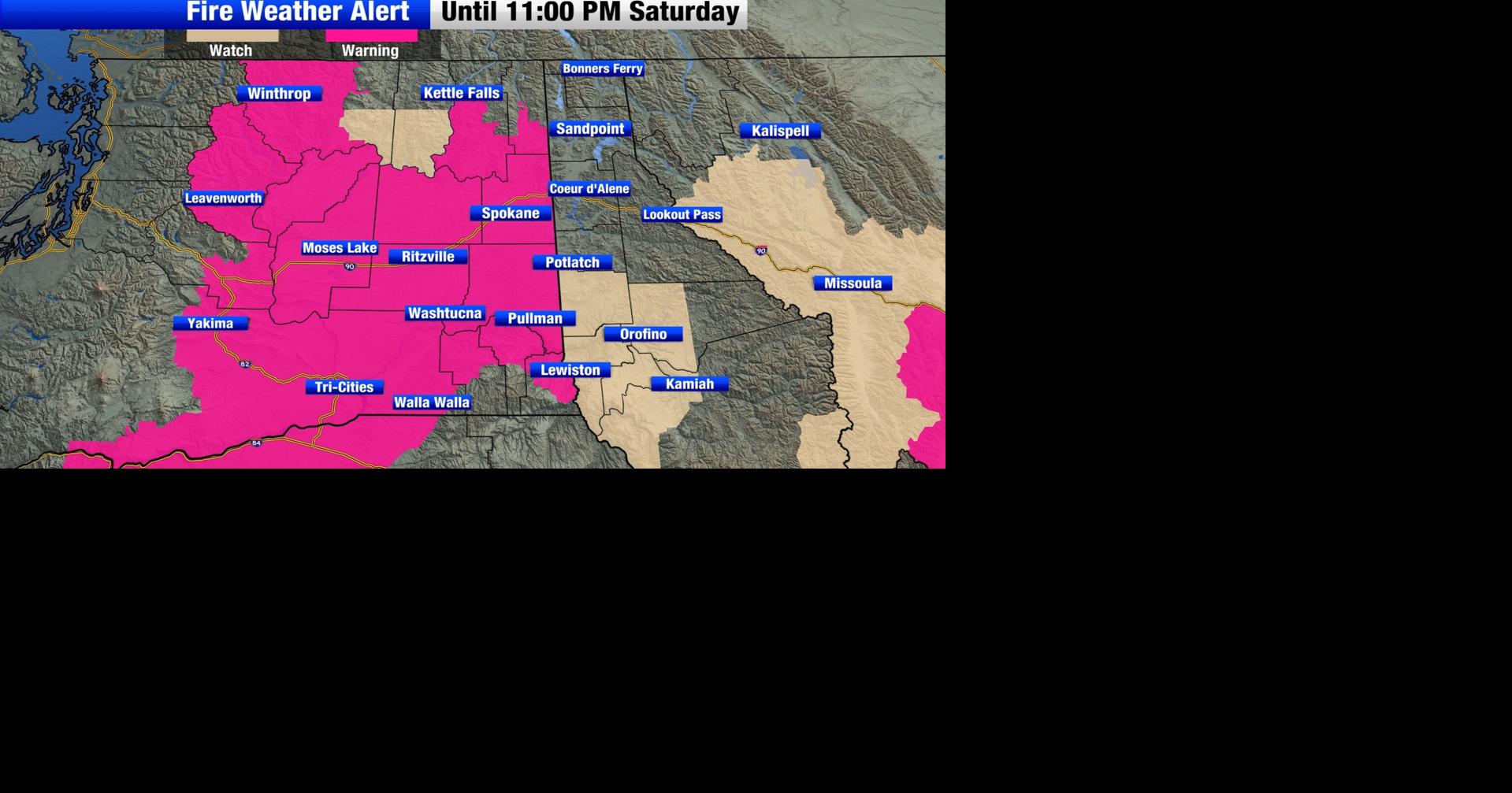 Elevated fire danger prompting a Red Flag Warning for Central and Eastern Washington