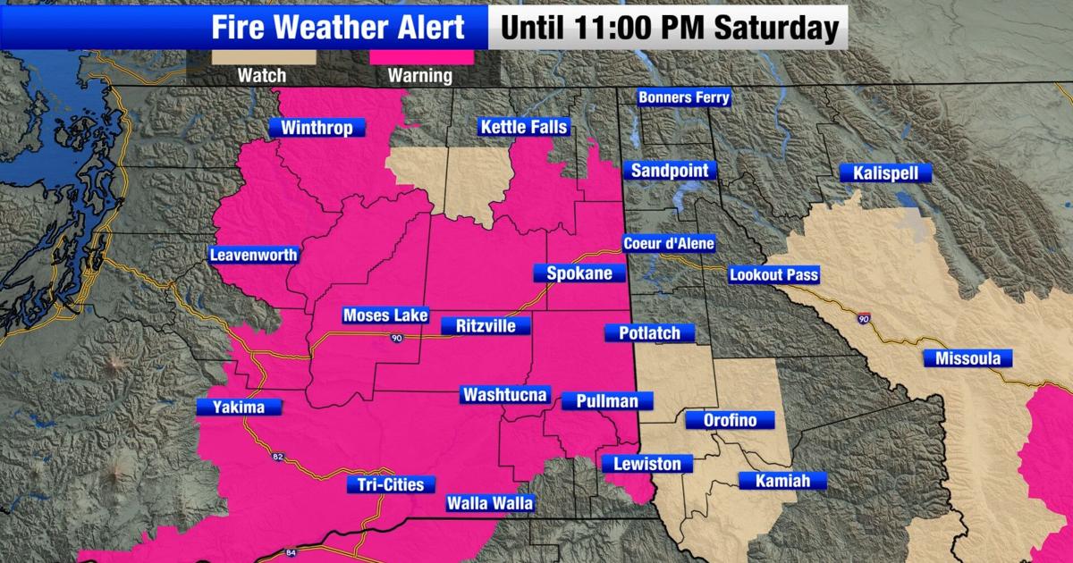 Elevated fire danger prompting a Red Flag Warning for Central and Eastern Washington
