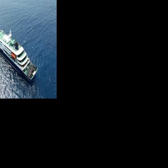 The Dutch-flagged cruise ship MV Hondius off the coast of the Cape Verde capital Praia