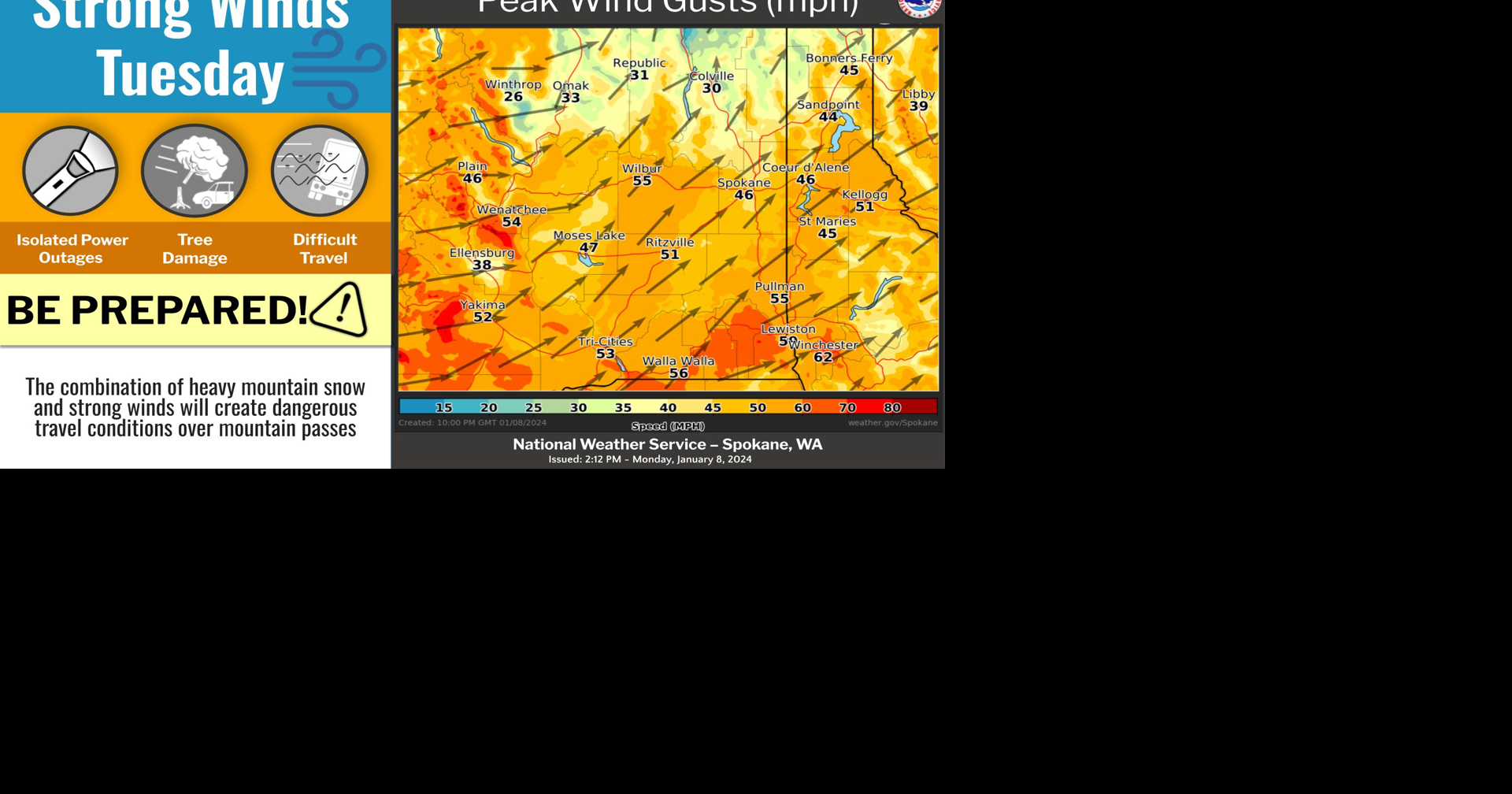 National Weather Service issues wind warning for much of the Inland ...