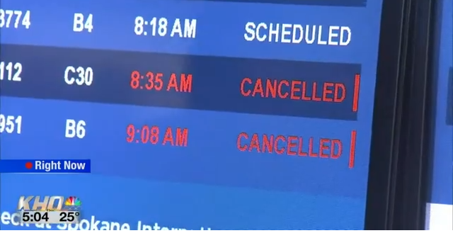 Spokane International Airport continues to see cancellations, delays