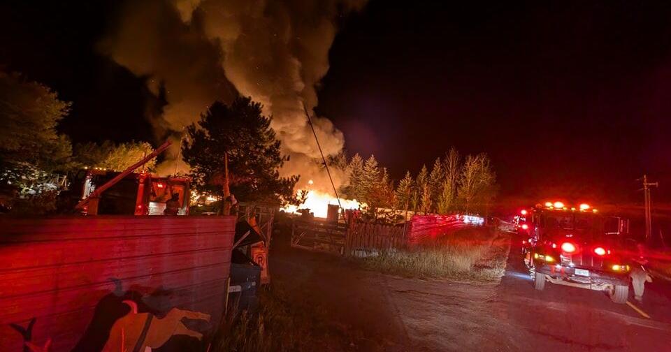 Four injured in structure fire near Deer Park, road closed | Spokane ...