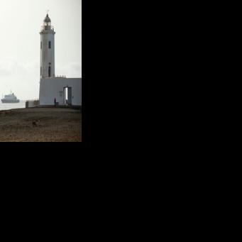 The MV Hondius could be seen from Praia, the capital of Cape Verde, anchored outside the harbour