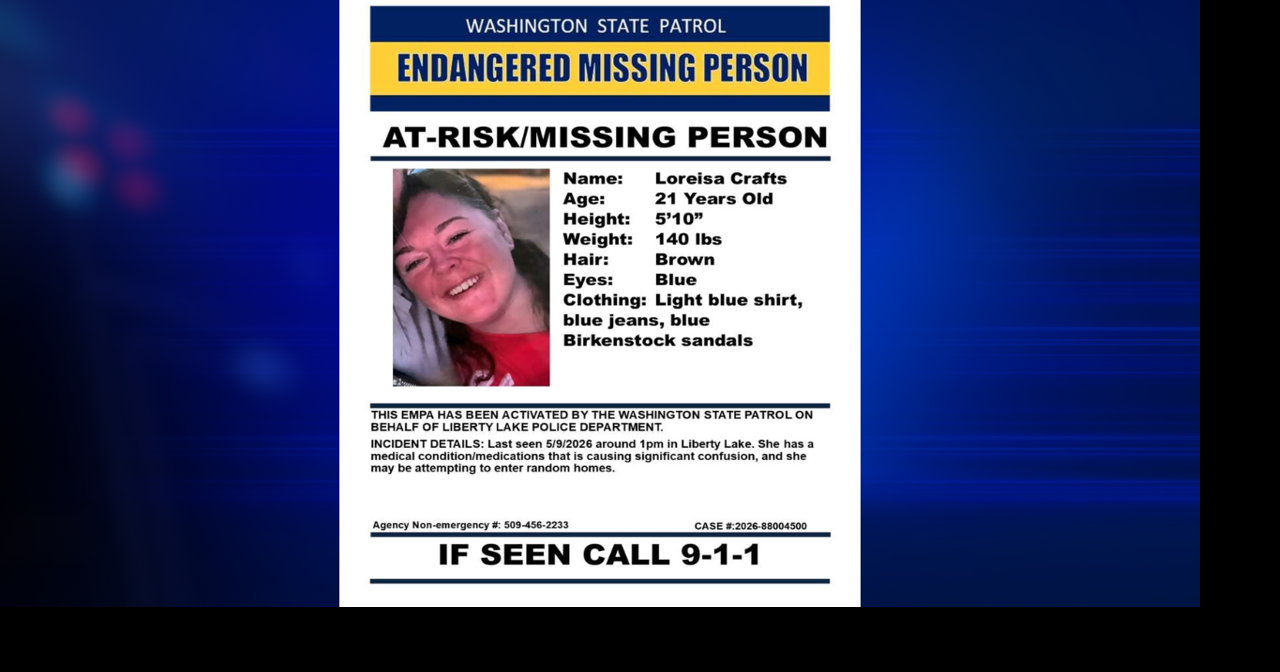 Washington State Patrol reports at-risk missing 31-year-old woman from Liberty Lake