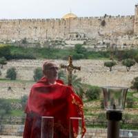 The Patriarch held Mass on the Mount of Olives after being blocked from the Church of the Holy Sepulchre