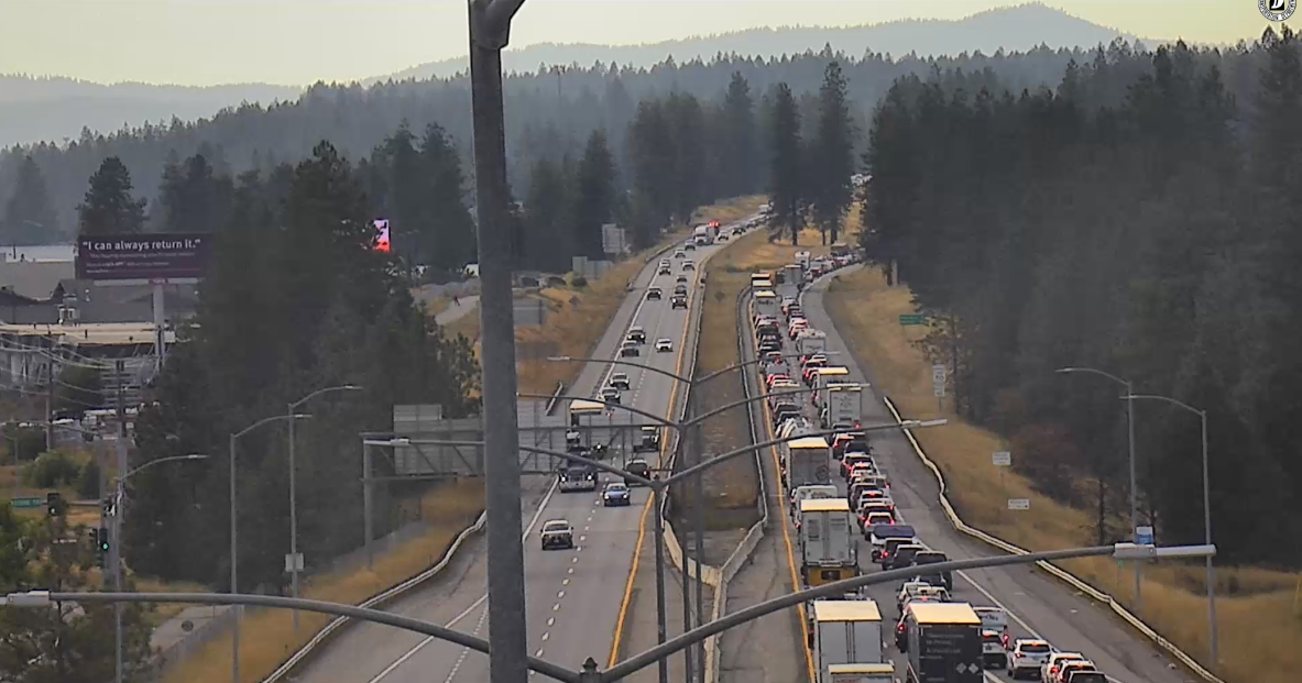 Crash blocks all lanes on I-90 westbound near Coeur d’Alene causing ...