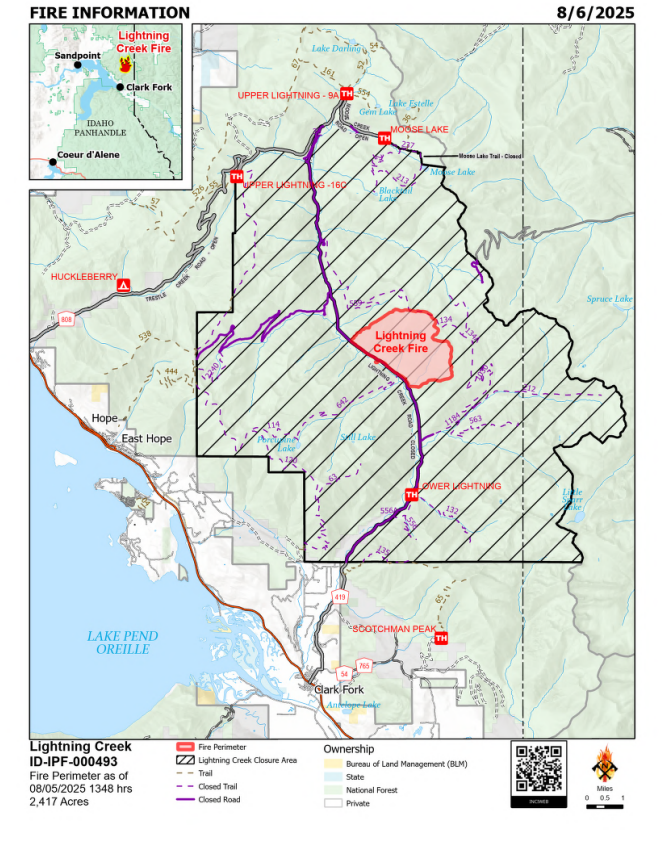 2515 Fire Rd Lightning Creek Fire burning 2,515 acres, now at 21% containment ...